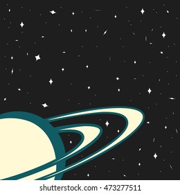 planet Saturn on a stars background, template for website design, magazine cover or music album, vector illustration of a space style