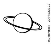 Planet saturn orbit celestial body stroke with rings, stock illustration