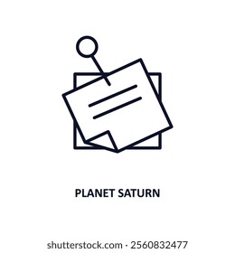 planet saturn outline icon.  Thin line icon from education collection. Editable vector isolated on white background