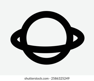 Planet Saturn Outline Line Galaxy Space Orbit Astronomy Ring Outerspace Alien Black White Icon Sign Symbol Graphic Illustration Vector