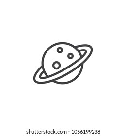 Planet Saturn with planetary ring system outline icon. linear style sign for mobile concept and web design. Astronomy simple line vector icon. Symbol, logo illustration. Pixel perfect vector graphics