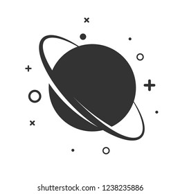 Planet Saturn with planetary ring system. Vector planet space Icon. 