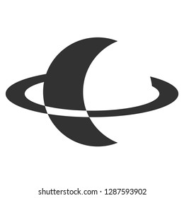 Planet Saturn with planetary ring system icon.
