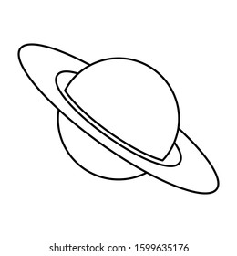 Planet Saturn with planetary ring system vector icon isolated on white background. Astronomy line icon, linear pictogram. Galaxy space business concept. 