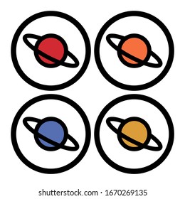 Planet Saturn with planetary ring system flat vector icon for astronomy apps and websites