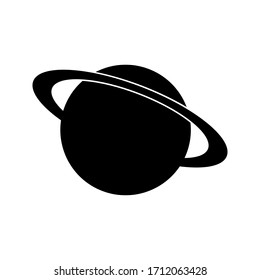Planet Saturn with planetary ring system flat vector icon for astronomy apps and websites.