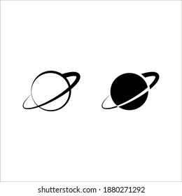 Planet Saturn with planetary ring system icon for astronomy apps and websites on white background. color editable