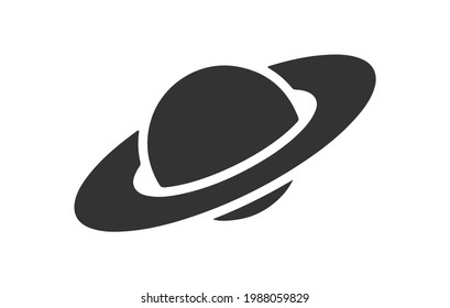 Planet Saturn with planetary ring system flat vector icon for astronomy apps and websites