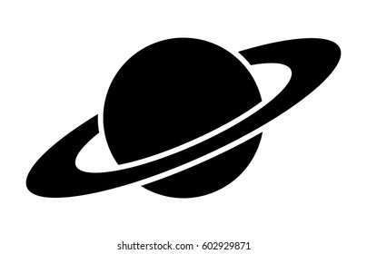 Planet Saturn with planetary ring system flat vector icon for astronomy apps and websites