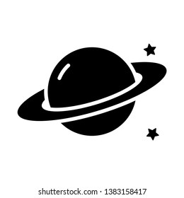 Planet Saturn Simple Icon Vector