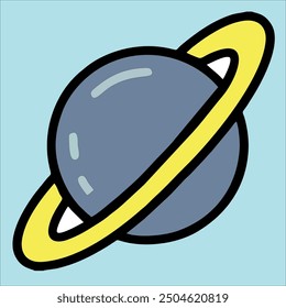 Planet Saturn Simple Icon Vector