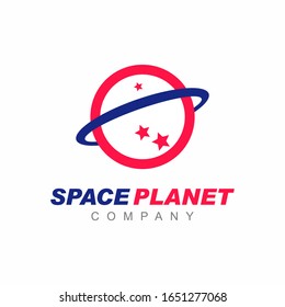 Planet Saturn Solar System Logo