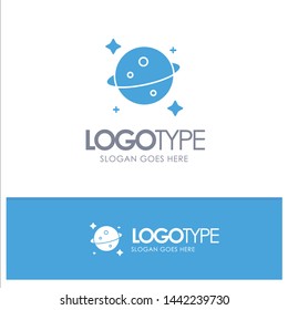 Planet, Saturn, Space Blue Solid Logo with place for tagline