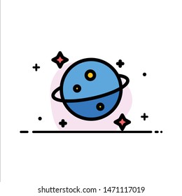 Planet, Saturn, Space  Business Flat Line Filled Icon Vector Banner Template. Vector Icon Template background