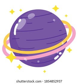 planet saturn space galaxy astronomy in cartoon style vector illustration