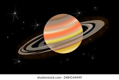 planet saturn and thousands of stars on a dark background of outer space