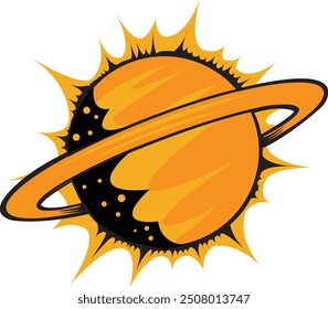 Planet Saturn Yellow orange illustration 