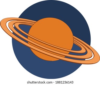 Planet saturn,illustration, vector on white background.