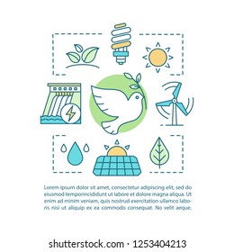 Planet saving concept linear illustration. Nature protection. Ecology. Article, brochure, magazine page layout. Earth day. Environment protection. Icons with text box. Vector isolated drawing