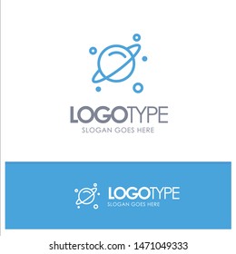 Planet, Science, Space Blue outLine Logo with place for tagline. Vector Icon Template background