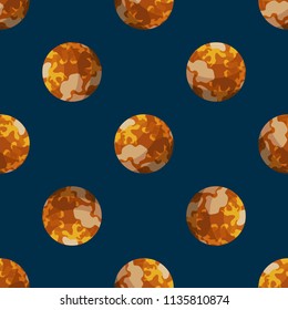 Planet seamless pattern in cartoon style. For print, textile and wrapping paper 