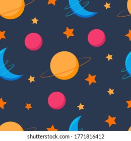 Planet seamless pattern. Planets Illustration.
