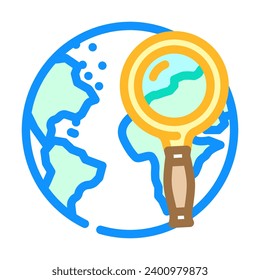 planet search magnifying glass color icon vector. planet search magnifying glass sign. isolated symbol illustration