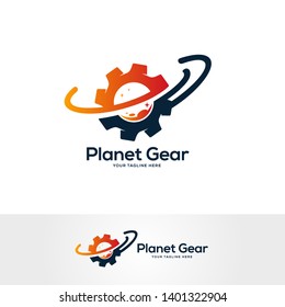 planet service logo designs template, gear logo design concept, tech logo design