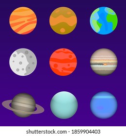 Planet hat sich mit dem Mond gesetzt. Vektorgrafik