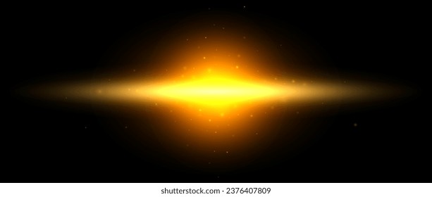 Planet shine effect. Red yellow solar light glare concept. Abstract glowing element in dark space. Sun with sparks illustration. Vector golden design shape for poster, banner, cover, brochure, booklet