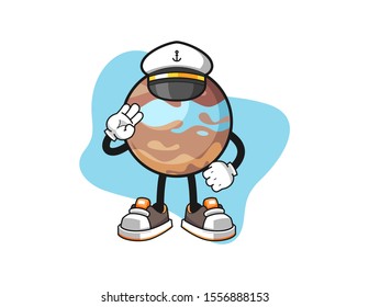 Planet ship master cartoon. Mascot Character vector.