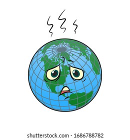  planet in shock cartoon isolated image, vector EPS.