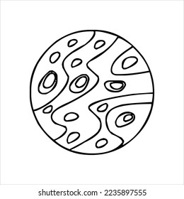 planet silhouette line art. black and white planet vector isolated on white background. vector alien planets.saturn, uranus, neptune, jupiter, mercury. solar system. astronomy