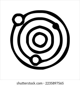 planet silhouette line art. black and white planet vector isolated on white background. vector alien planets.saturn, uranus, neptune, jupiter, mercury. solar system. astronomy