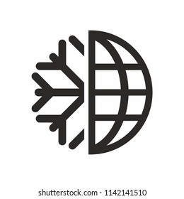 Planet and snowflake  logo combination. World symbol or icon. Vector