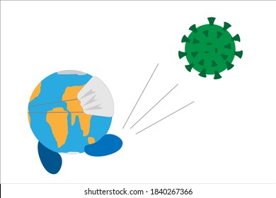 Planet soccer football corona virus - vector illustration.