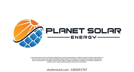 Planet solar energy logo design unique concept Premium Vector