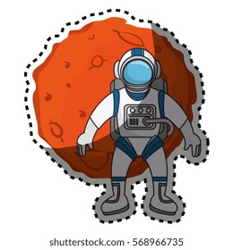 Planet of the solar system with astronaut