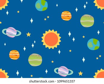 planet solar system background seamless pattern