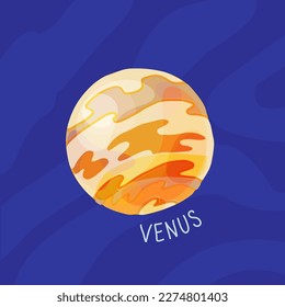 Planet of solar system cartoon, Venus. Vector illustration