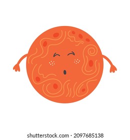 Planet solar system Mars hand drawn naive art