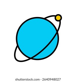 Planet Solar System Orbit Vector Icon Set - Space, Astronomy, Universe, Galaxy, Outline, Flat, Editable Line Weight