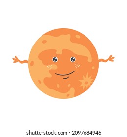 Planet solar system Venus hand drawn naive art