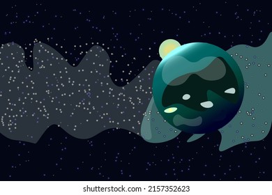 Planet im All auf dem Hintergrund von Sternen und Nebel