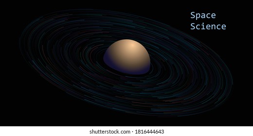 Planet in space with circles around. Abstract cosmo background.