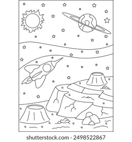 planet space coloring book page for kids or grown adults creative coloring mindful relaxation activity