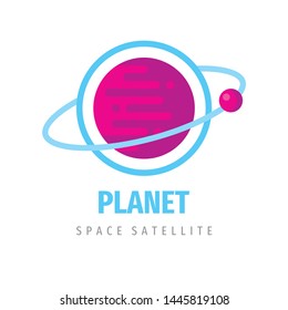 Planet space - concept business logo design. Satellite sign. Astronomy symbol. 
