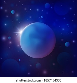 Planet in space. Cosmic deep background, solar system. Space wallpaper. EPS vector