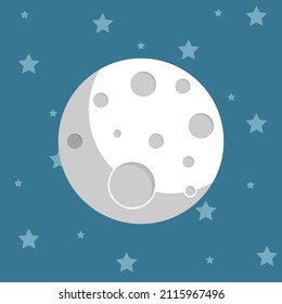 Planeta en el espacio en estilo plano. Ilustración vectorial de la luna y las estrellas sobre fondo aislado. Concepto de negocio de signos de astronomía.