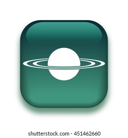 planet in space icon - glossy vector button